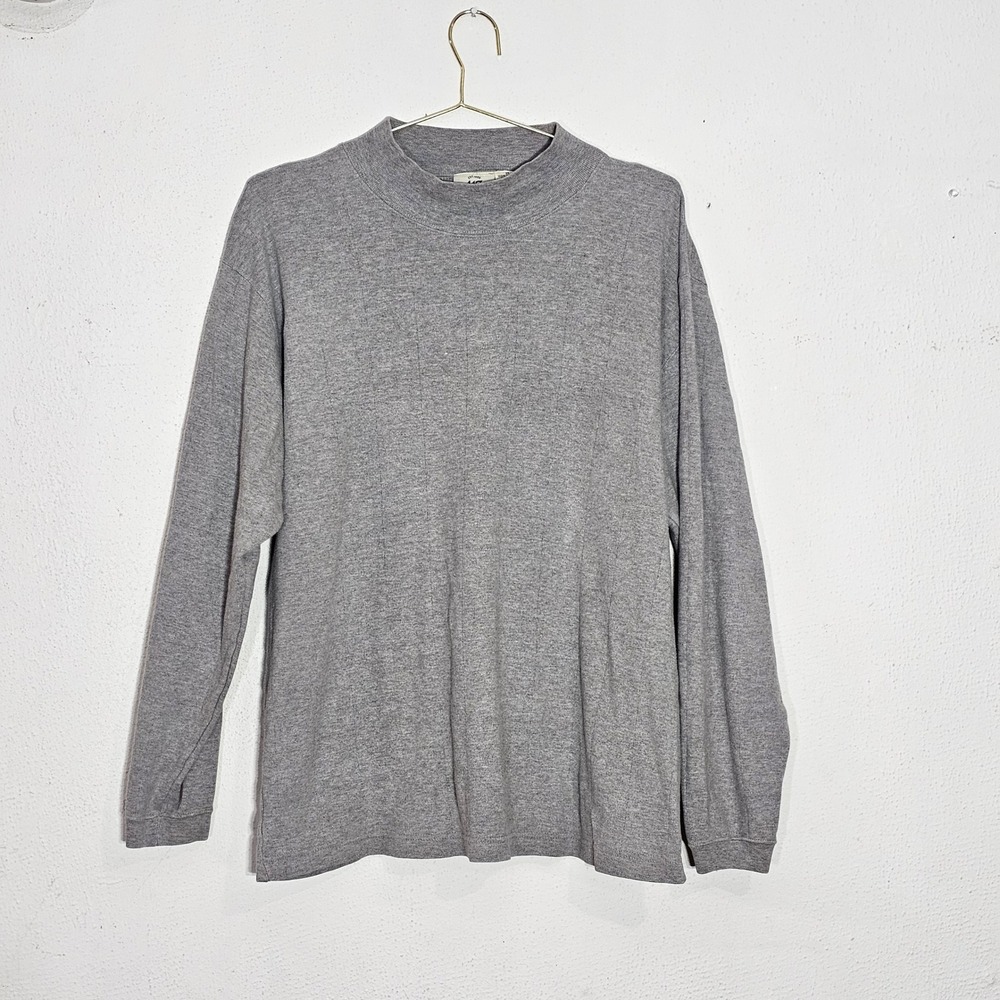 Vintage 417 by Van Heusen Mens Medium Gray Mock Neck Ribbed Cotton Shirt